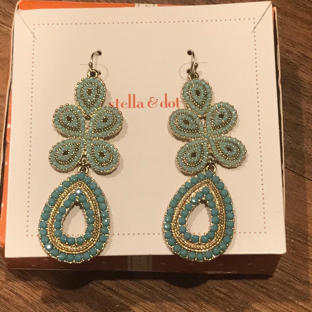 Stella and Dot Gold and blue earrings